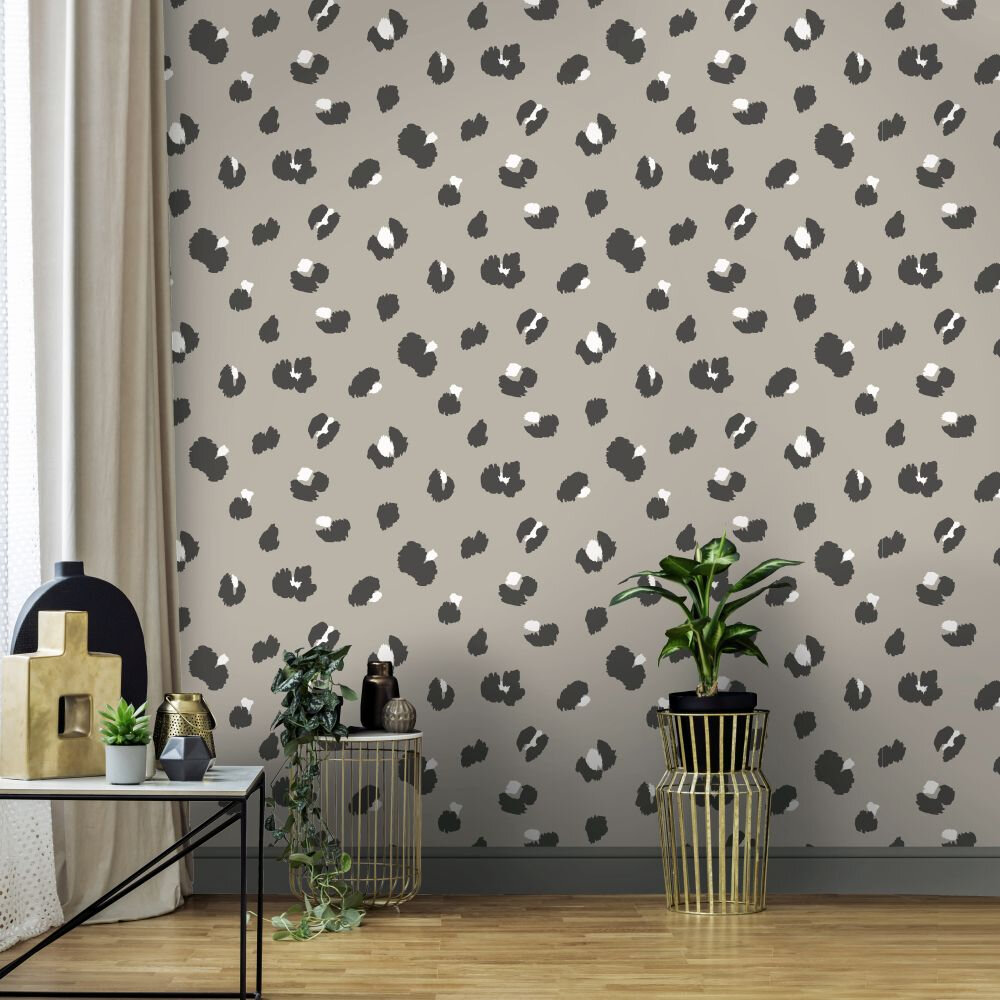 Large Leopard Spot Wallpaper - Taupe - by Albany