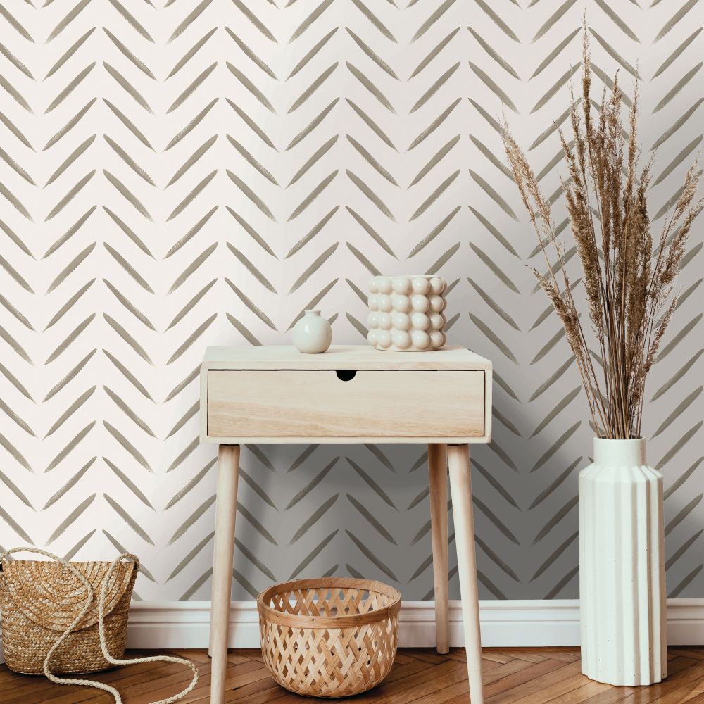 Chevron Wallpaper - Taupe - by Albany