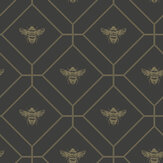 Honeycomb Bee Wallpaper - Charcoal Shiny - by Albany. Click for more details and a description.