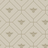Honeycomb Bee Wallpaper - Taupe Shiny - by Albany. Click for more details and a description.