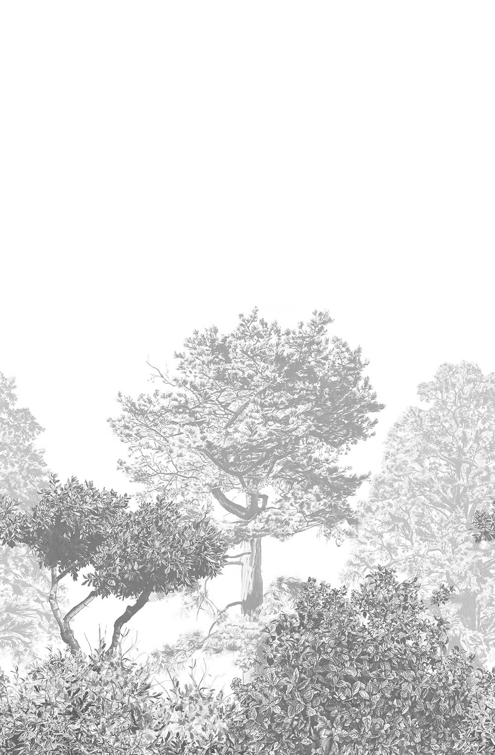 Classic Hua Trees Mural - Grey - by Sian Zeng