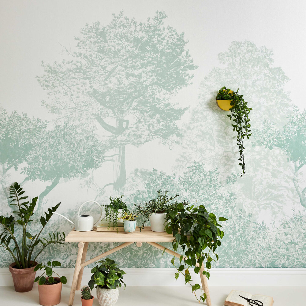 Classic Hua Trees Mural - Green - by Sian Zeng