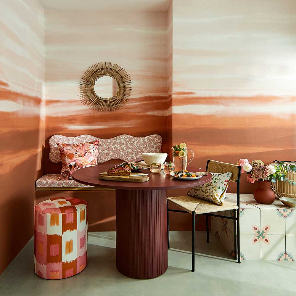 Manzara Mural - Brazilian Rosewood / Bleached Coral - by Harlequin
