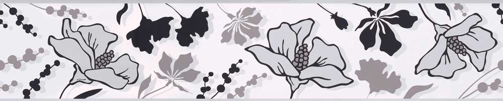 Outlined Floral Border - Monochrome - by Albany