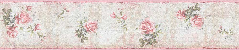 Vintage Floral Border - Pink - by Albany