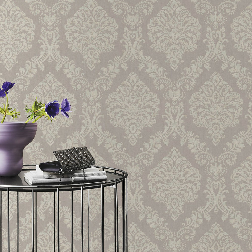 Imperial Damask Wallpaper - Light Grey - by Albany