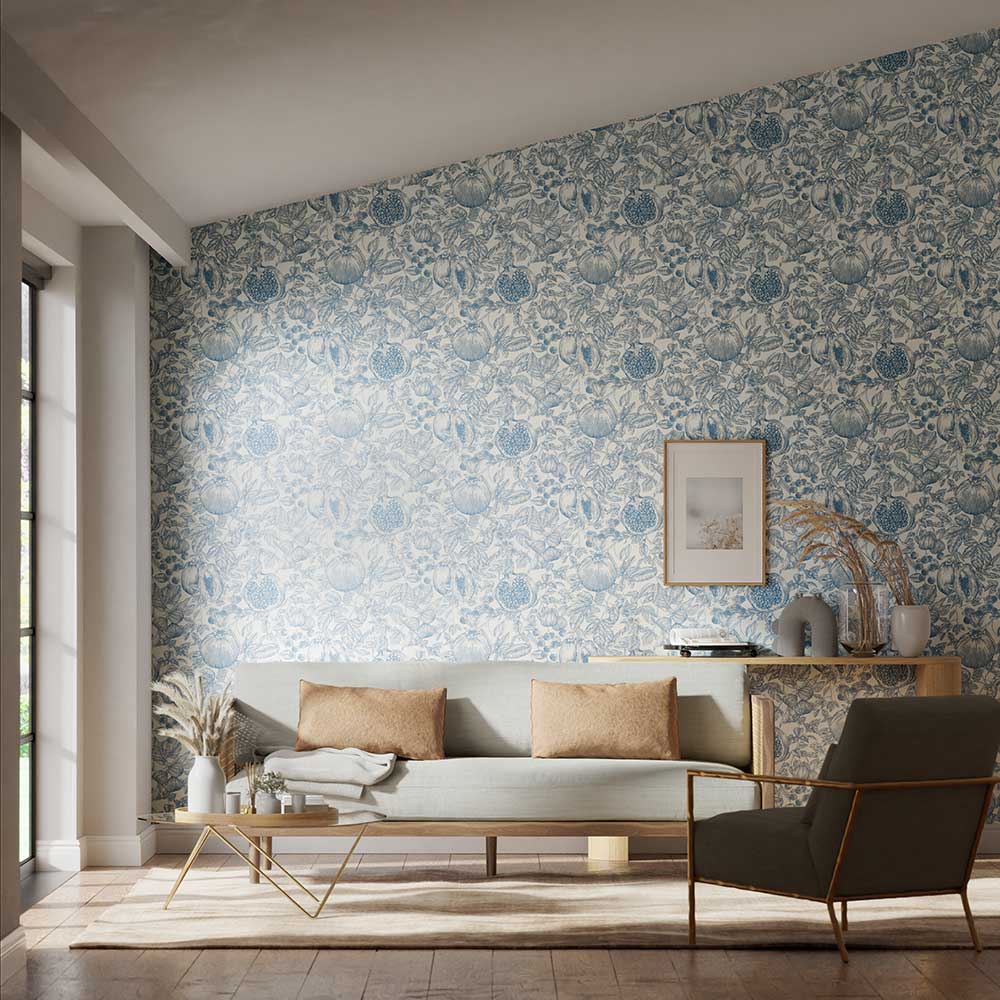 Melograno Wallpaper - Celestial / Fig Blossom - by Harlequin