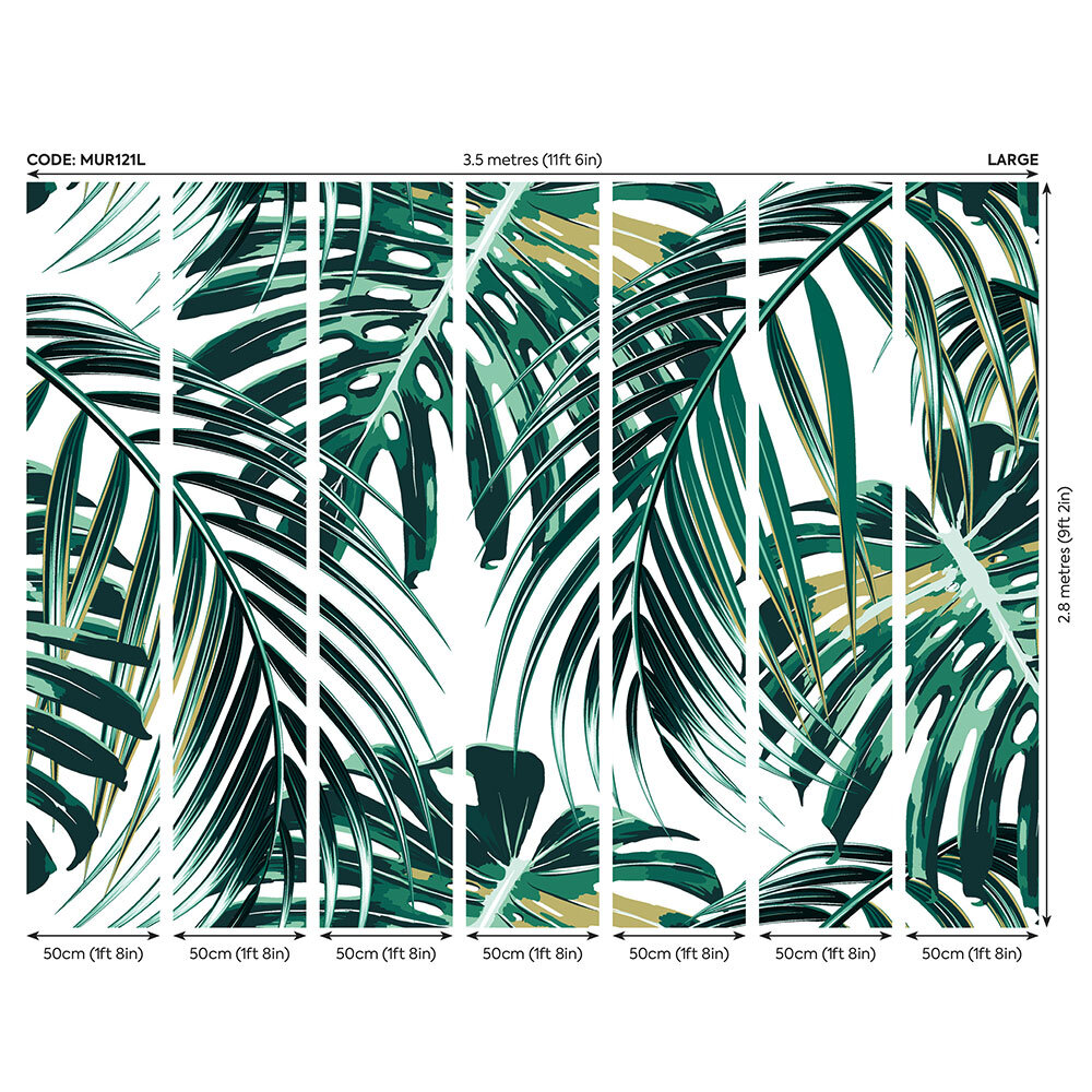 Tropical Leaves Mural - Emerald - by Origin Murals