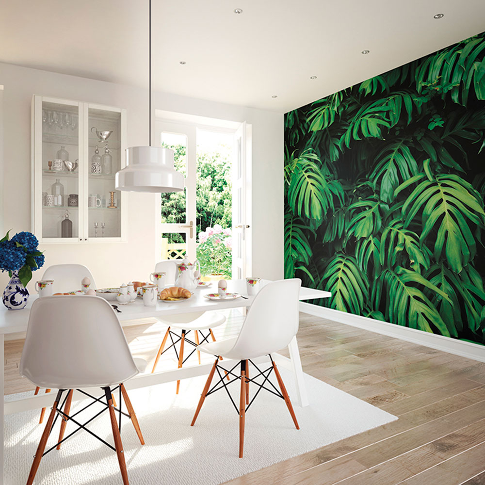 Rainforest Leaves Mural - Emerald - by Origin Murals