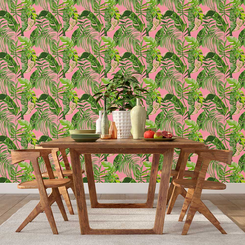 Palmera Wallpaper - Fuchsia - by Ohpopsi