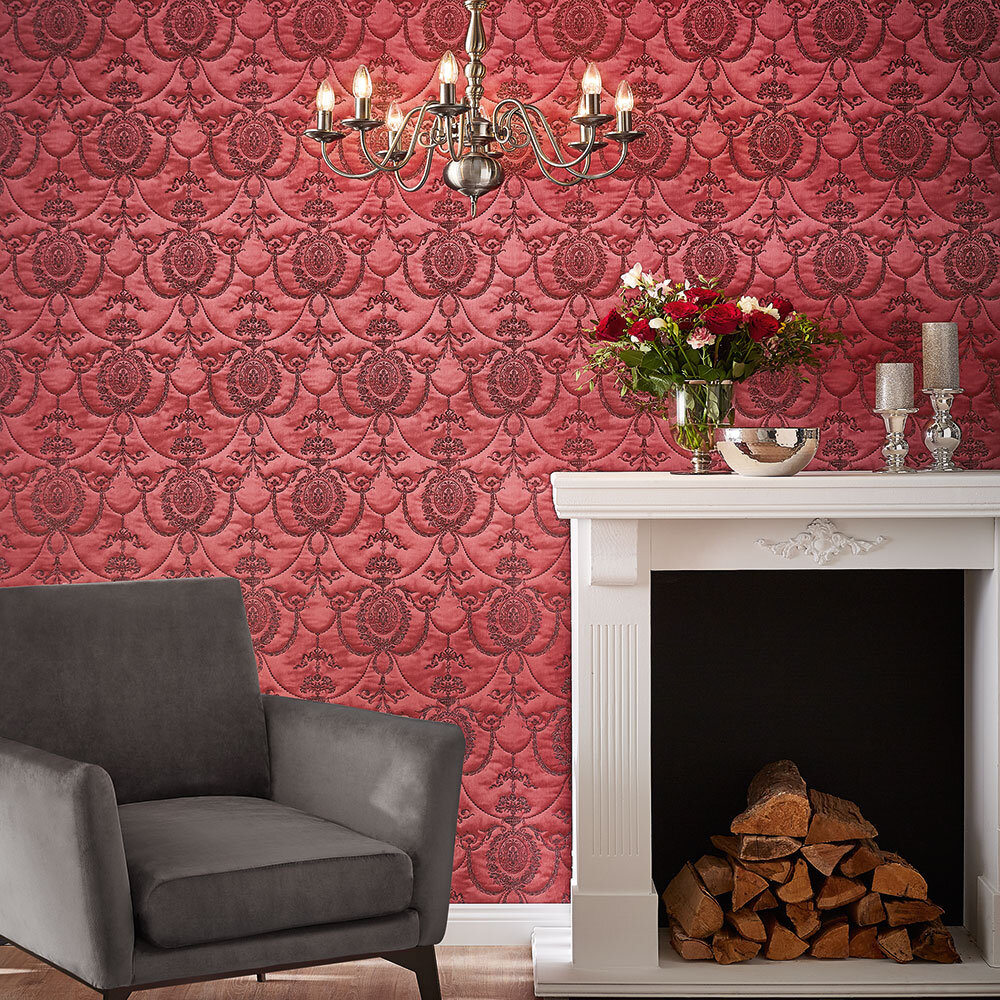 Damask Magnifique Wallpaper - Red - by Albany
