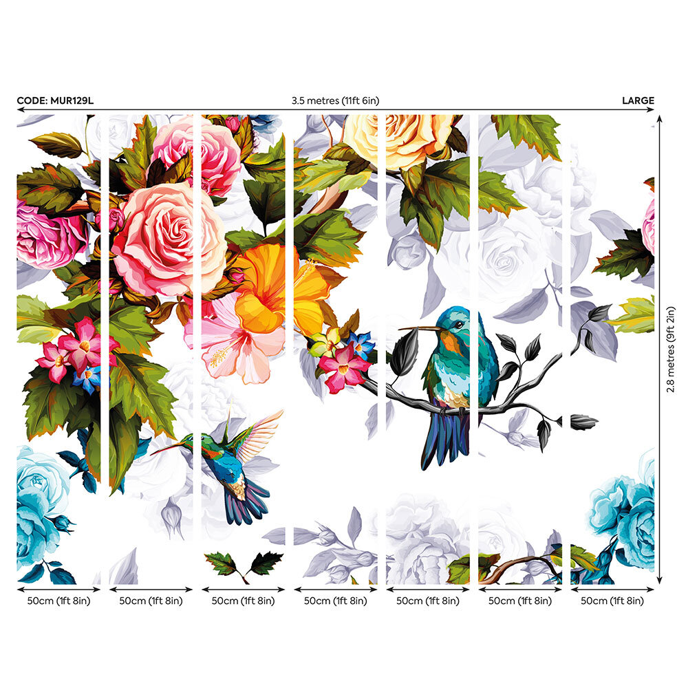 Hummingbird Garden Mural - Multi - by Origin Murals