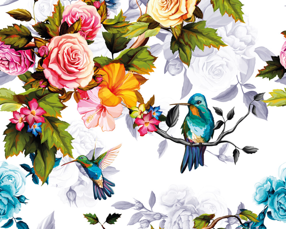 Hummingbird Garden Mural - Multi - by Origin Murals