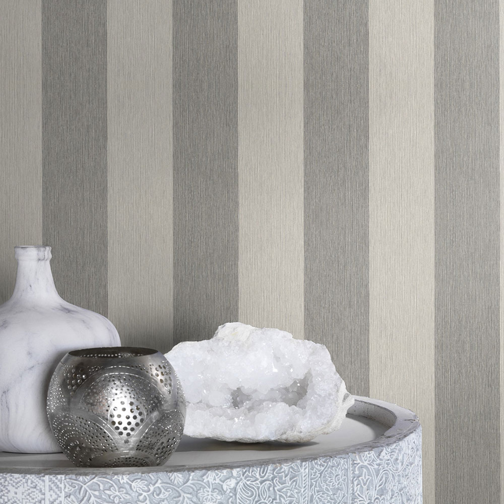 Imperial stripes Wallpaper - Grey - by Albany