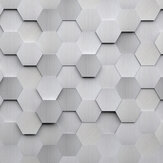Metal Hexagons Large Mural - Siiver - by Origin Murals. Click for more details and a description.