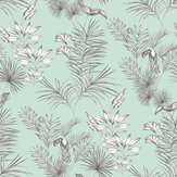 Toucan Toile Wallpaper - Duck Egg - by Ohpopsi. Click for more details and a description.