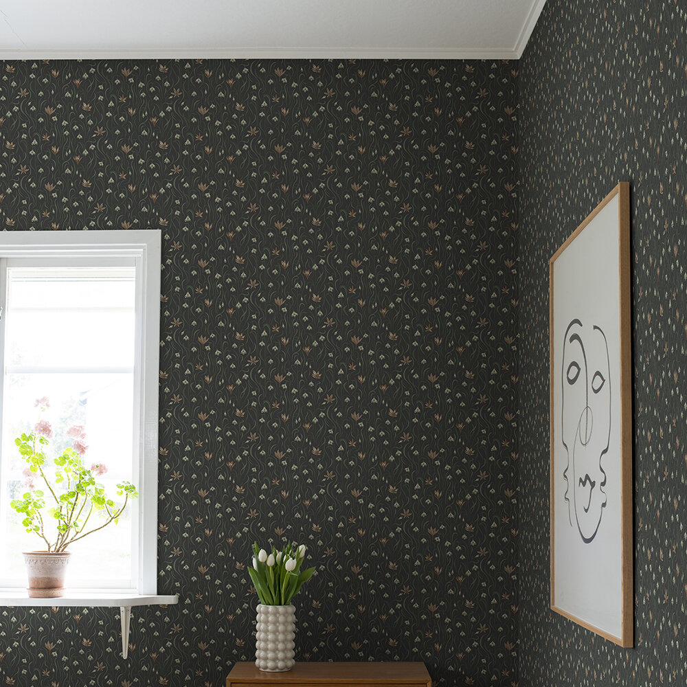 Signe Wallpaper - Charcoal - by Sandberg