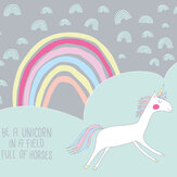 Rainbow Unicorn Large  Mural - Mint & Grey - by Origin Murals. Click for more details and a description.