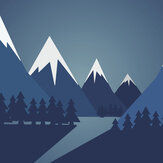 Snowy Mountain Valley Large Mural - Steel Blue - by Origin Murals. Click for more details and a description.