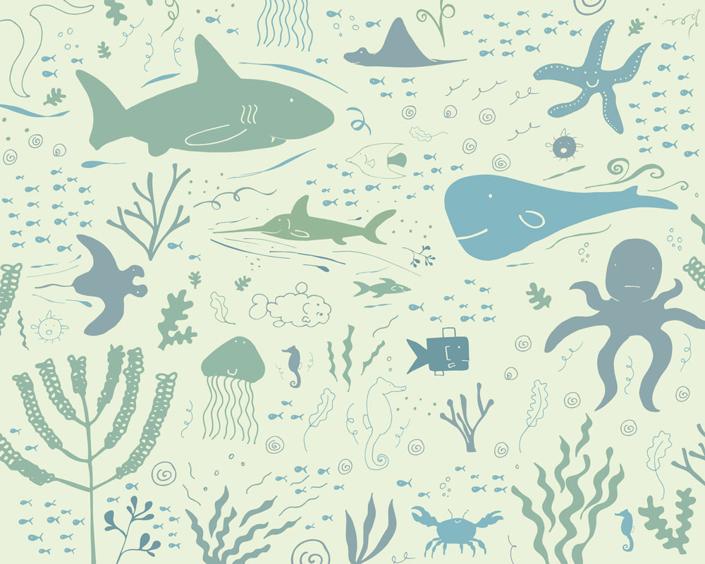 Underwater Adventures Mural - Sea Foam - by Origin Murals