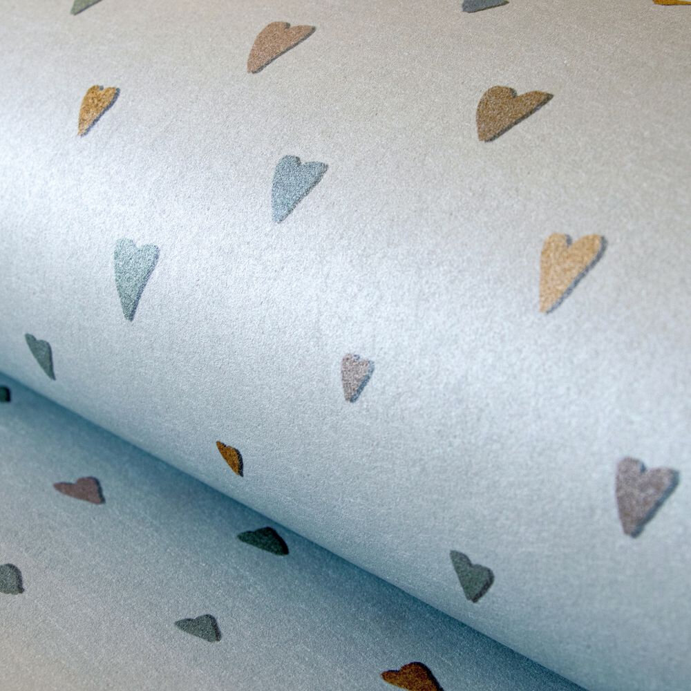 Colored Hearts Wallpaper - Light Blue - by Hohenberger