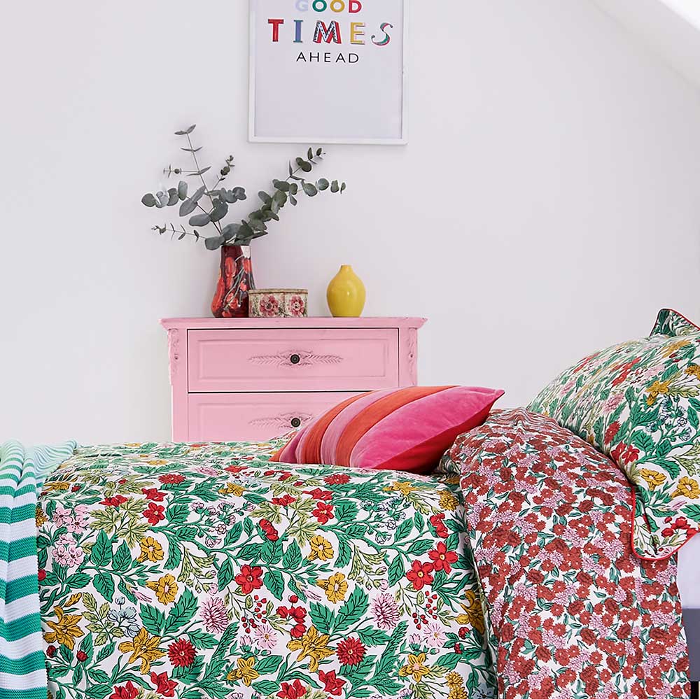 Rainbow Floral Set Duvet Cover - Multi Coloured - by Joules