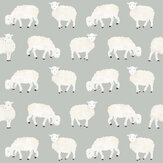 Sweet Sheep Wallpaper - Sage - by Hohenberger. Click for more details and a description.