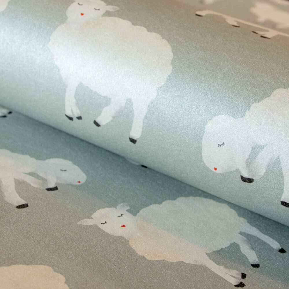 Sweet Sheep Wallpaper - Sage - by Hohenberger