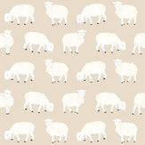 Sweet Sheep Wallpaper - Beige - by Hohenberger. Click for more details and a description.