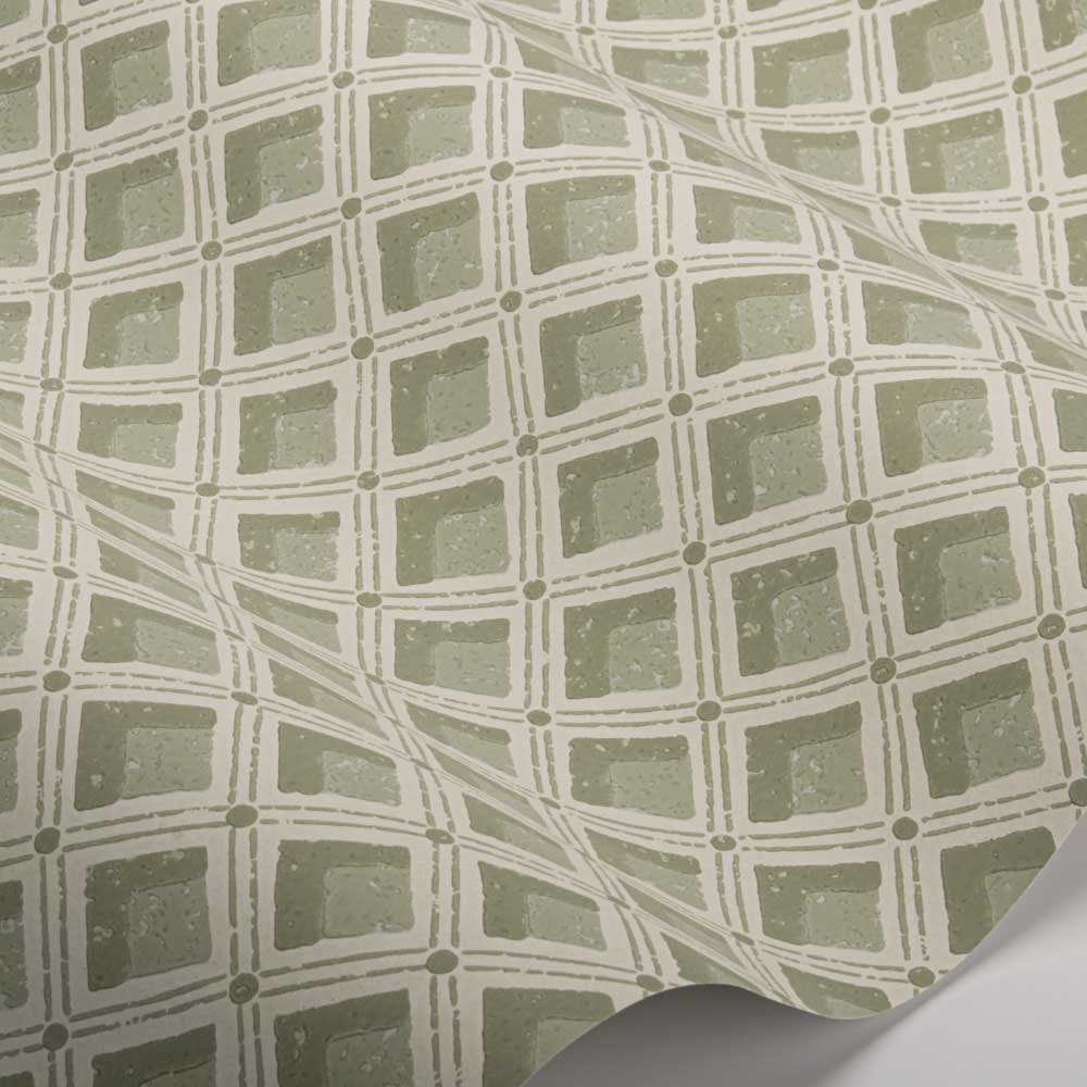 Amsee Geometric Wallpaper - Lichen - by Designers Guild