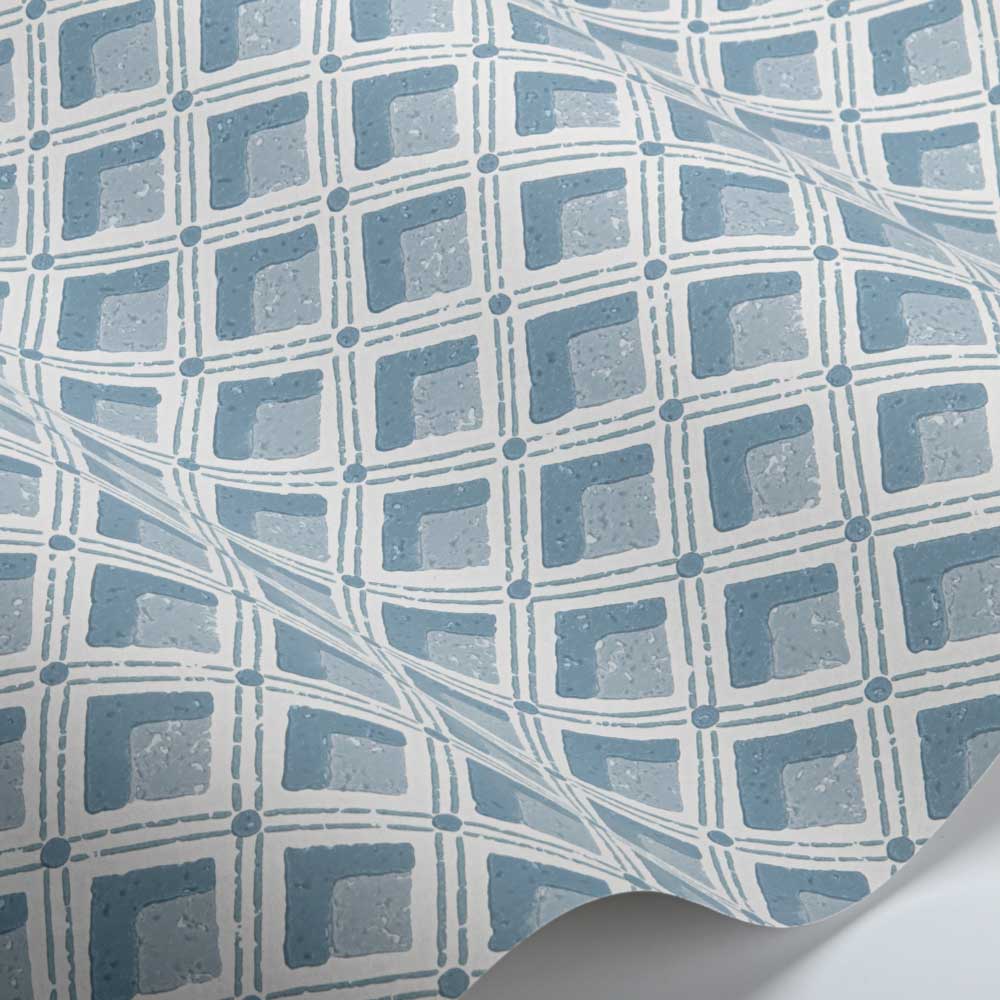 Amsee Geometric Wallpaper - Slate Blue - by Designers Guild