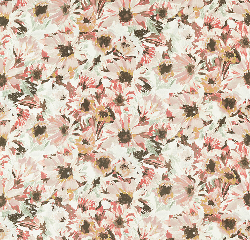 Helianthus  Fabric - Moonstone/ Succulent/ Bleached Coral - by Harlequin