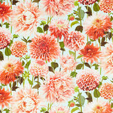 Dahlia  Fabric - Coral/ Fig Leaf/ Sky - by Harlequin. Click for more details and a description.
