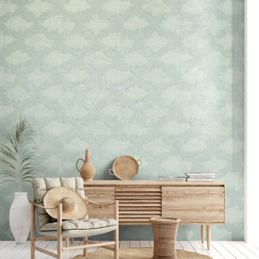 Stamped Wallpaper - Aqua - by Hohenberger