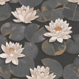 Nymphea Wallpaper - Noir Fusain - by Casadeco. Click for more details and a description.