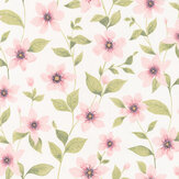 Clematites Wallpaper - Rose Anglais - by Casadeco. Click for more details and a description.