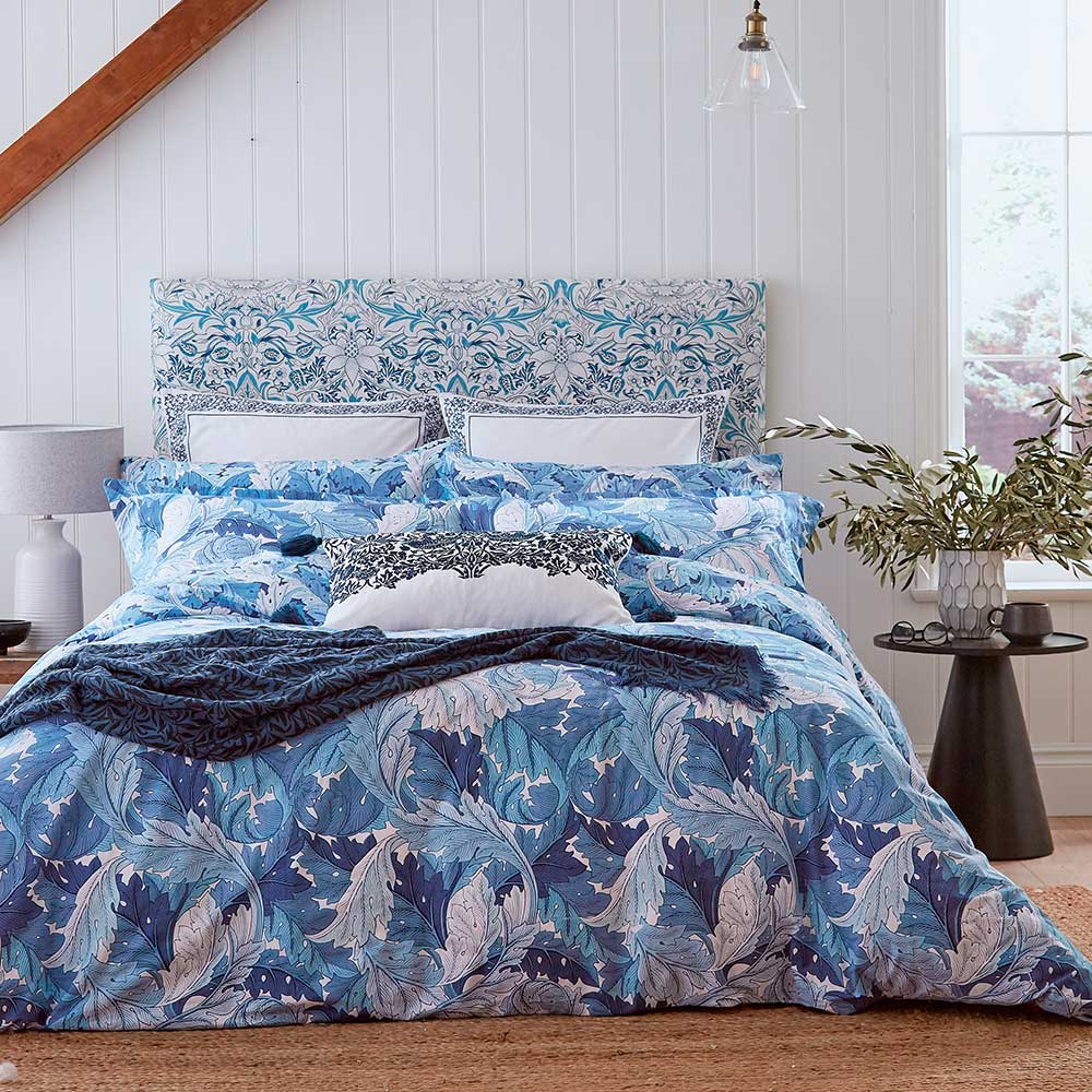Acanthus Standard Pillowcase Pair - Blue Woad - by Morris