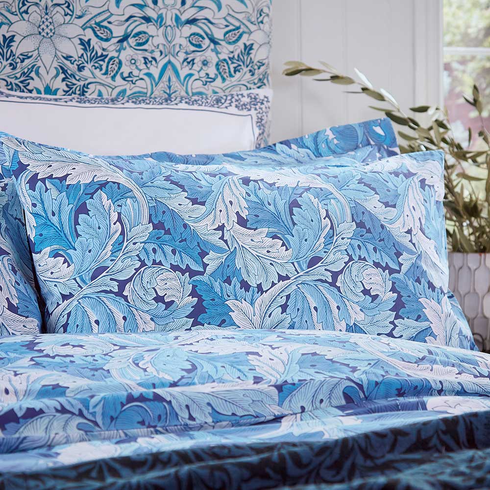 Acanthus Standard Pillowcase Pair - Blue Woad - by Morris
