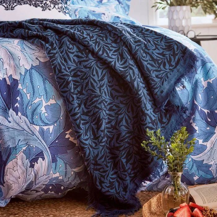 Acanthus / Pimpernel Throw - Blue Woad - by Morris