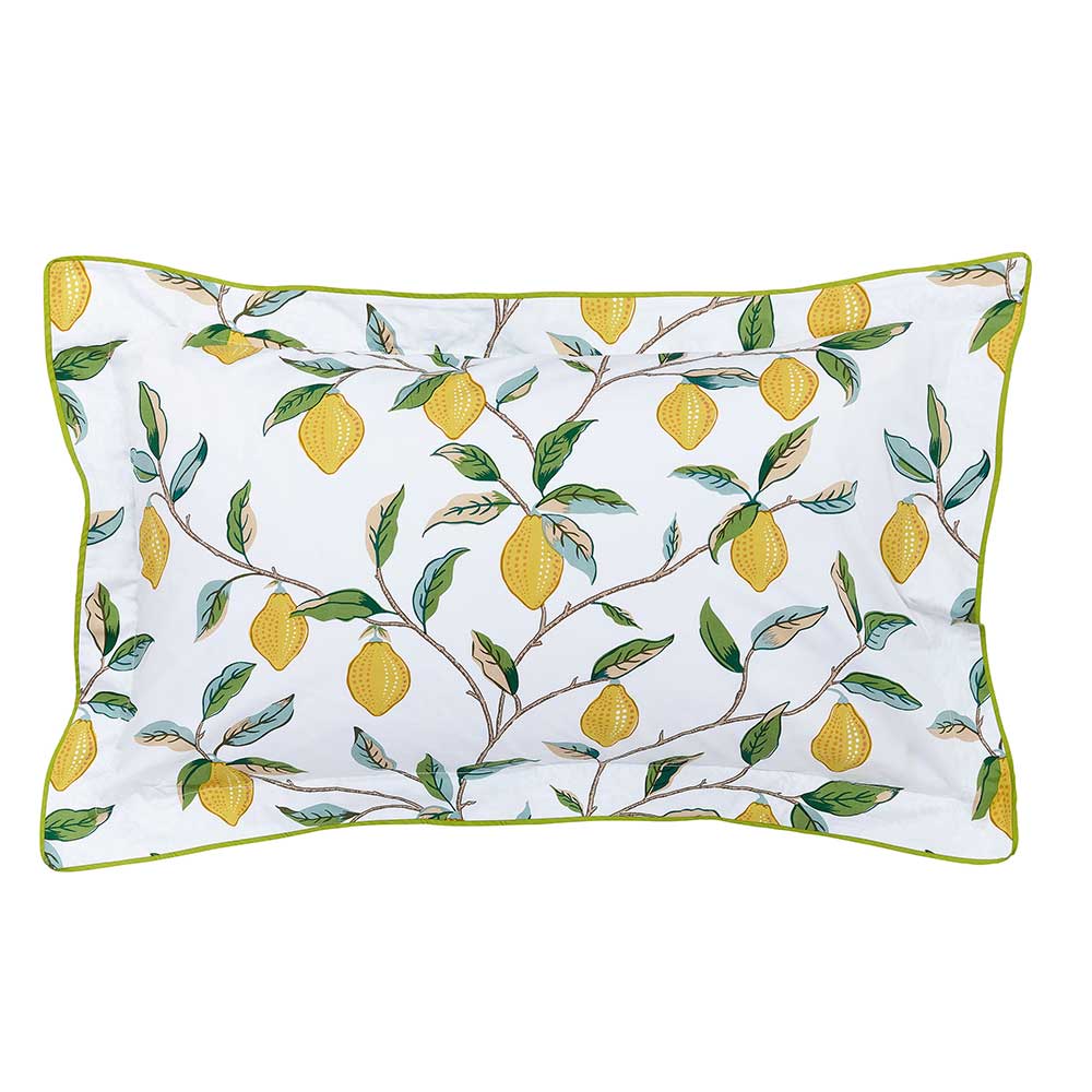 Lemon Tree Oxford Pillowcase  - Leaf Green - by Morris