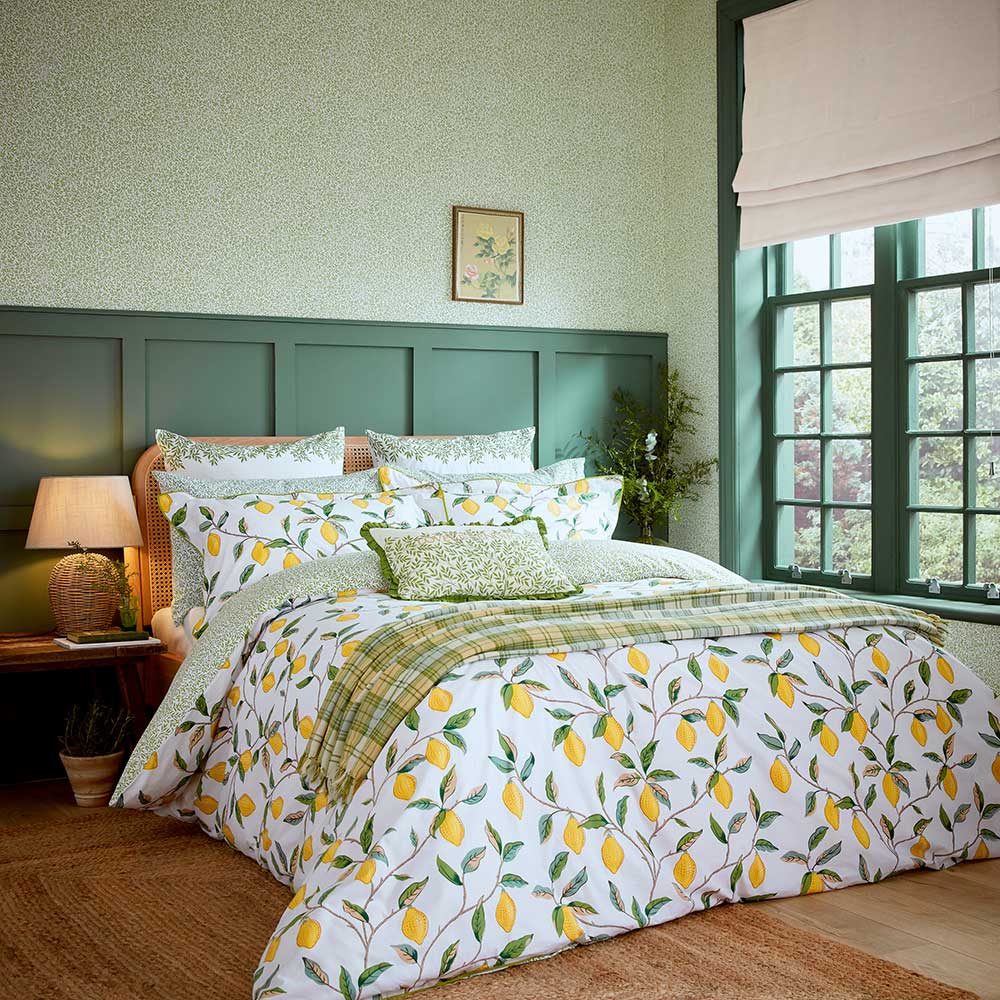 Lemon Tree Square Pillowcase - Leaf Green - by Morris