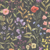 Fleurs des Champs Wallpaper - Noir Fusain - by Casadeco. Click for more details and a description.