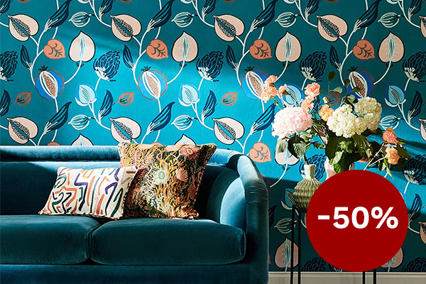 Tembok Wallpaper - Innocent/Sky/Kingfisher  - by Harlequin