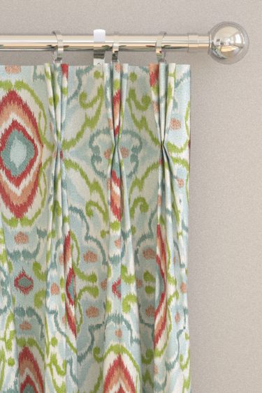 Ixora  Curtains - Sky/ Cascade/ Vermillion - by Harlequin. Click for more details and a description.