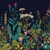 Botanical Fleur Medium Mural - Indigo - by Origin Murals. Click for more details and a description.