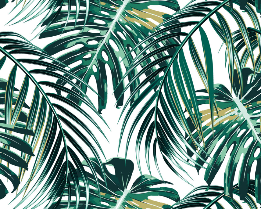 Tropical Leaves Mural - Emerald - by Origin Murals