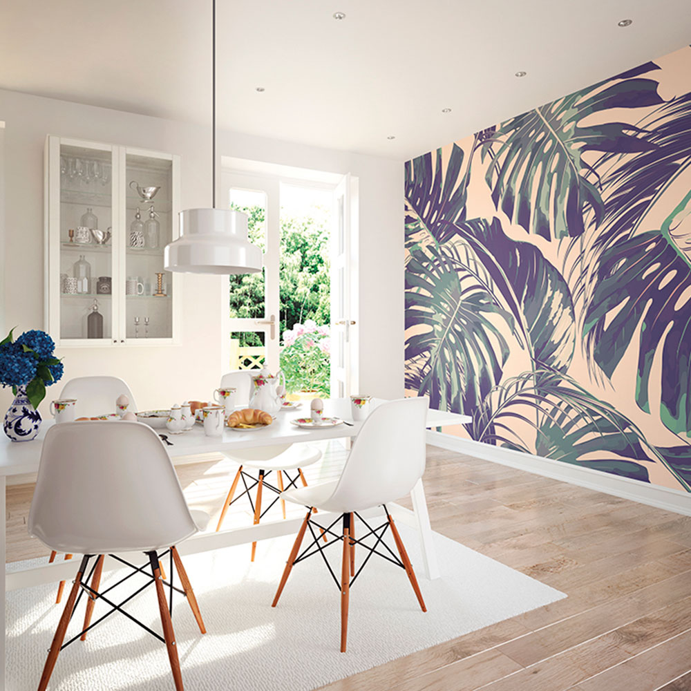 Palm Leaves Mural - Blush & Jade - by Origin Murals