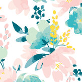 Graphic Flower Medium Mural - Blush & Jade - by Origin Murals. Click for more details and a description.