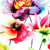 Watercolour Flora Medium Mural - Multi Bright - by Origin Murals. Click for more details and a description.