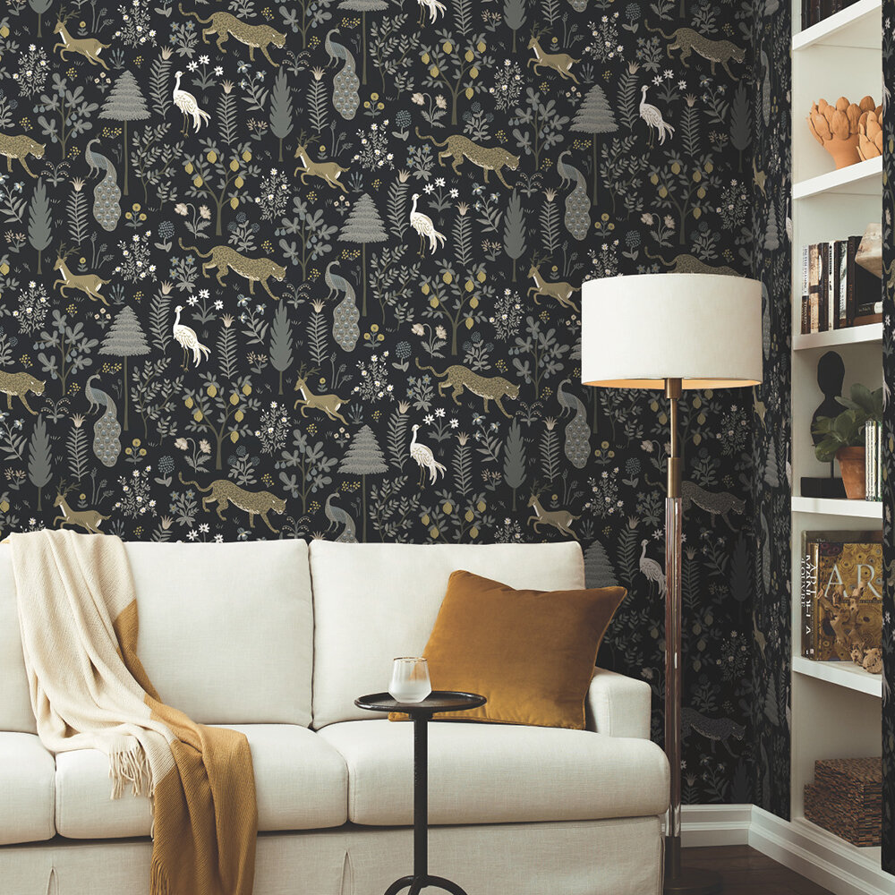 Menagerie Wallpaper - Black - by Rifle Paper Co.